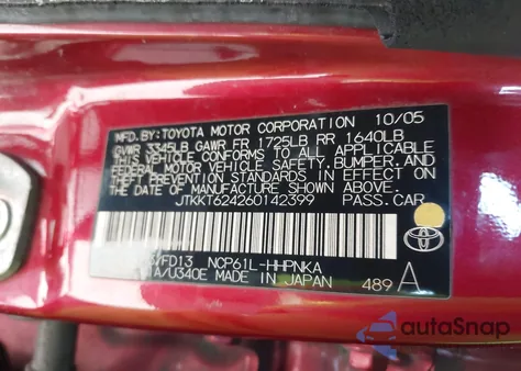 2006 Scion Xa z USA, uszkodzony, nr VIN JTKKT624260142399